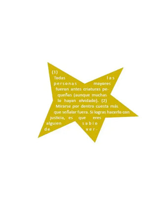 Detalle del texto de El Principito en microimpresion dentro de una estrella dorada
