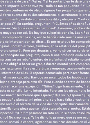 Inicio del texto de El Principito de Saint-Exupery en microimpresion