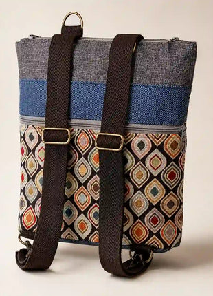 ochila Sullana estampada hecha a mano en Bilbao con asas convertibles, regalo original para mujer unico e irrepetible