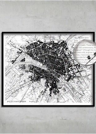 Lámina Historia de Dos Ciudades enmarcada con lupa mostrando el texto legible de la microimpresión