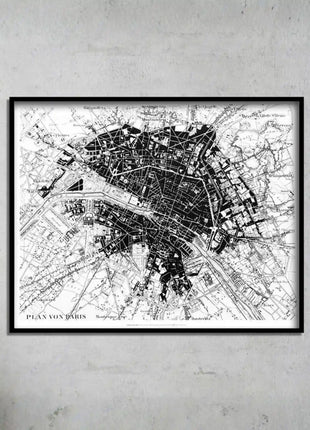Lamina Historia de Dos Ciudades enmarcada en negro sobre pared gris, regalo único para amantes de Dickens