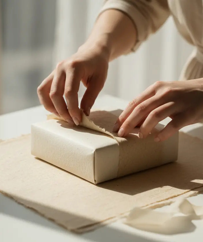 Oihana, fundadora de Regala por mí, seleccionando personalmente regalos originales y exclusivos en un taller de artesanos locales